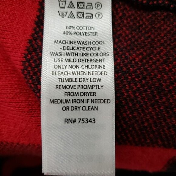 Adrienne Vittadini Red and Black Buffalo Check Full Zip Sweater Women's Sz M - Picture 6 of 7